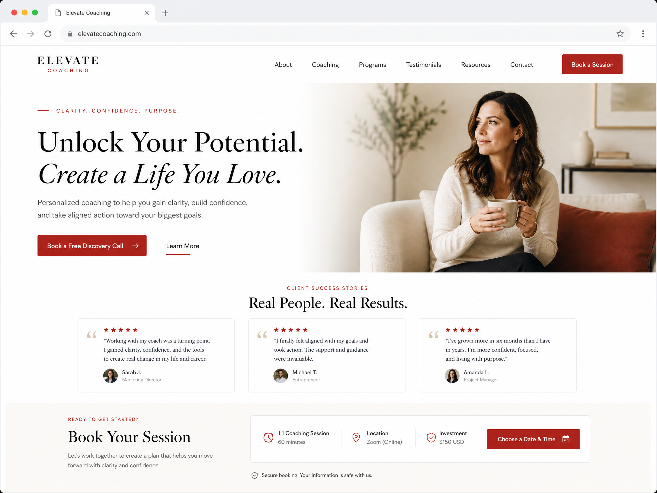 Lumen Coaching — fictief Coaching websiteconcept